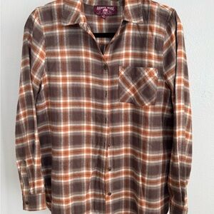 Hippie Rose Brown and Orange Casual Button Down Shirt